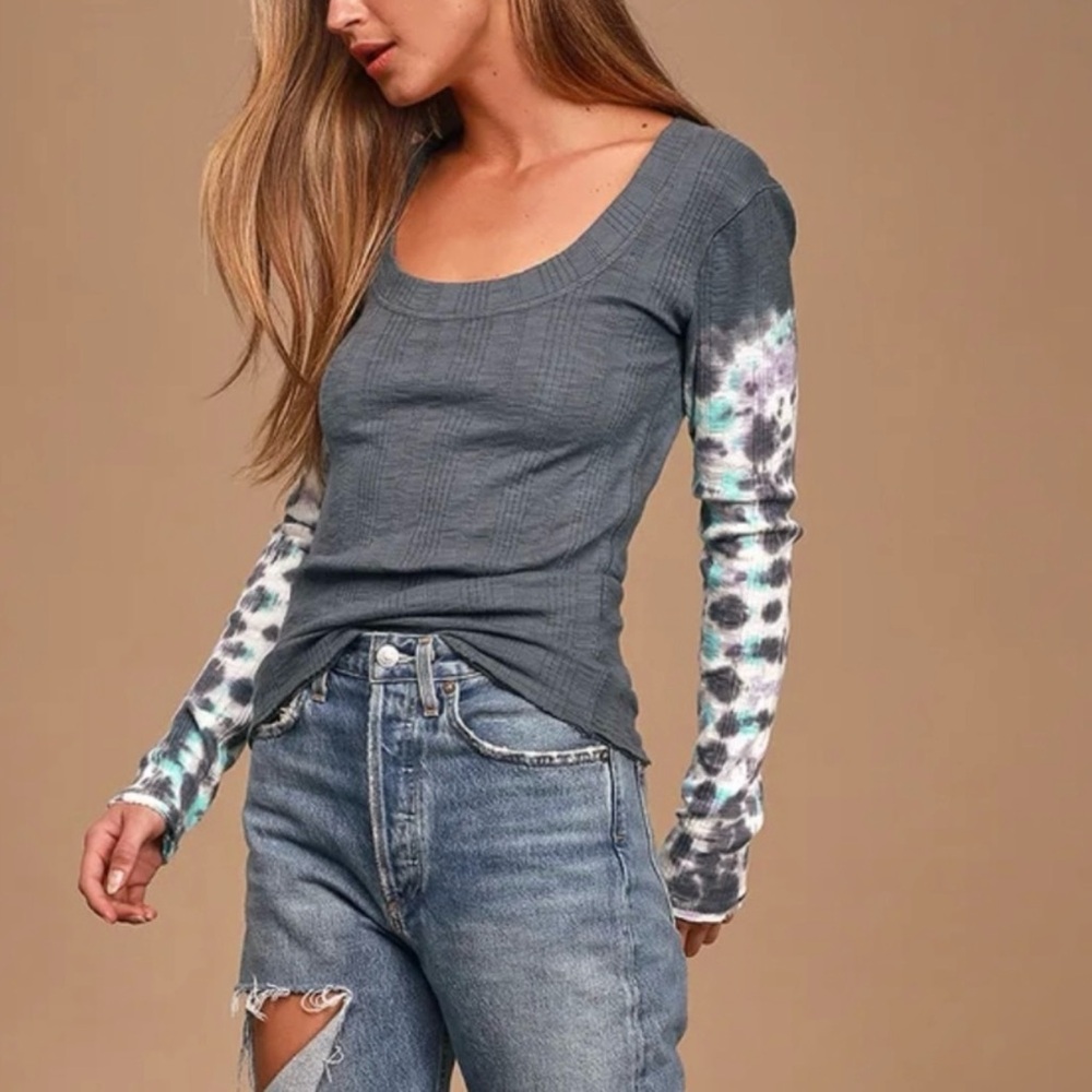 We The Free Big Sur Ribbed Gray Top Misty Mountain Size Medium